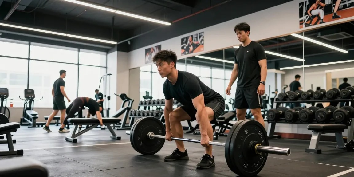 Unieke training in de Unique Pharma Steroiden Winkel met een man die deadlifts uitvoert, gefocust op spieropbouw.