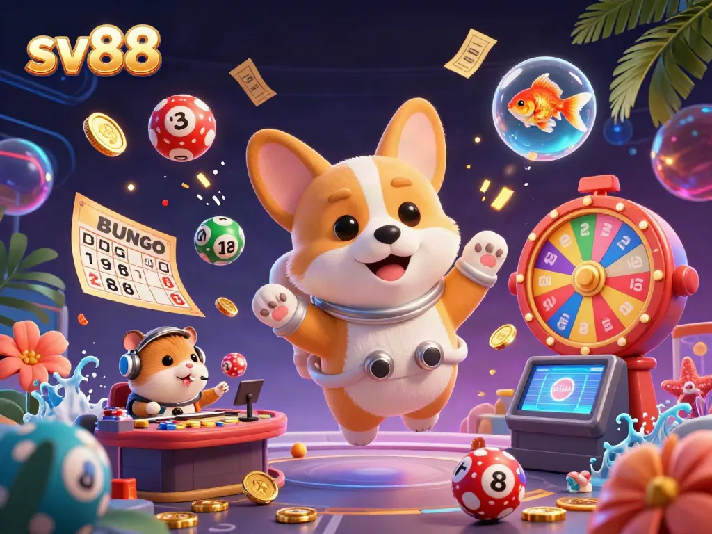 Experience thrilling moments at sv88 with an astronaut corgi and exciting casino elements.