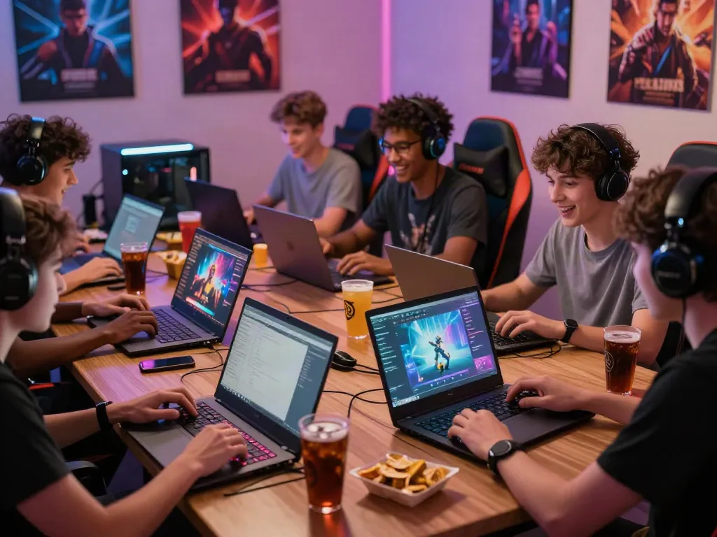 Engaging gaming experience at https://manclub1.jp.net/ with friends, showcasing excitement and vibrant game graphics.