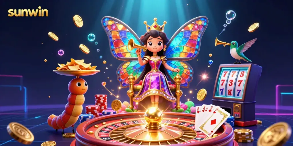 Experience sunwin's exciting gaming adventure with immersive visuals showcasing vibrant casino elements.