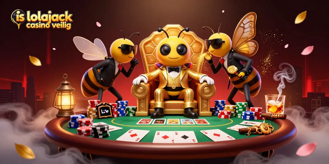 Experience "is lolajack casino veilig" with thrilling poker encounters and vibrant casino elements in an engaging digital illustration.