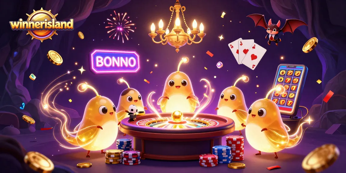 Illuminate your gaming experience at winnerisland with vibrant glowworms in a lively casino scene.